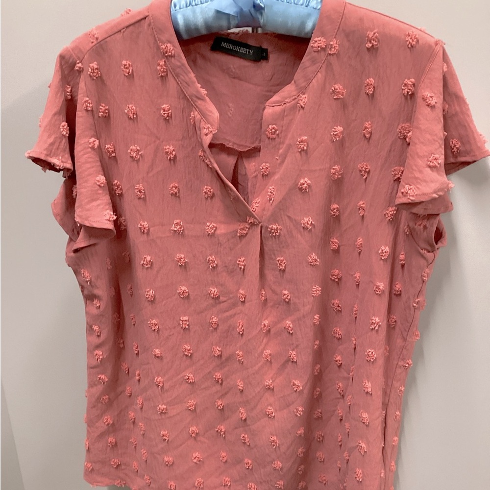 Merokeety Pink Textured Women's Top